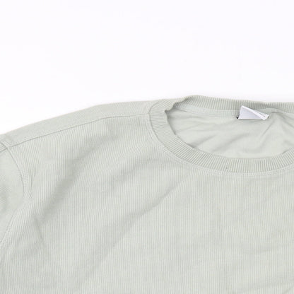 Zara Mens Green Cotton Pullover Sweatshirt Size L