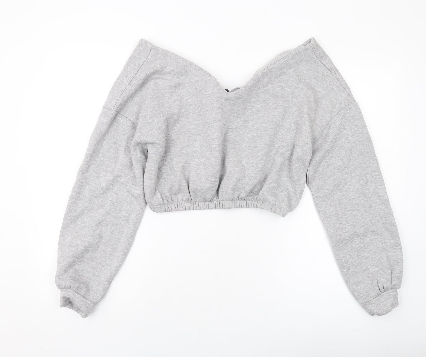 PRETTYLITTLETHING Womens Grey Polyester Pullover Sweatshirt Size M Pullover