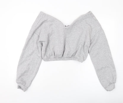 PRETTYLITTLETHING Womens Grey Polyester Pullover Sweatshirt Size M Pullover
