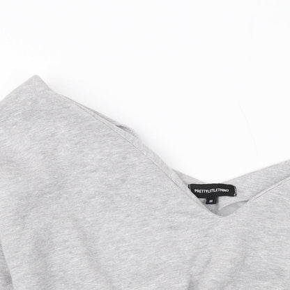 PRETTYLITTLETHING Womens Grey Polyester Pullover Sweatshirt Size M Pullover
