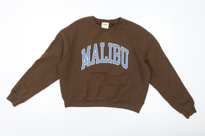 Womens UK Size S Pull&Bear Brown Pullover Sweatshirt