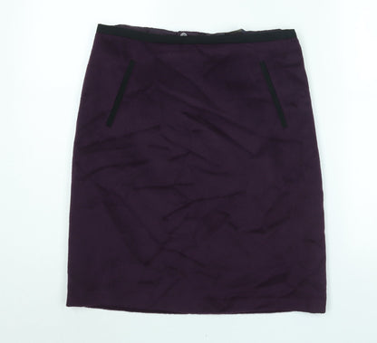 Marks and Spencer Womens Pink Wool A-Line Skirt Size 10 Zip