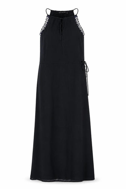 Zara Womens Blue Polyester Maxi Size S Round Neck Tie - Beaded Neckline