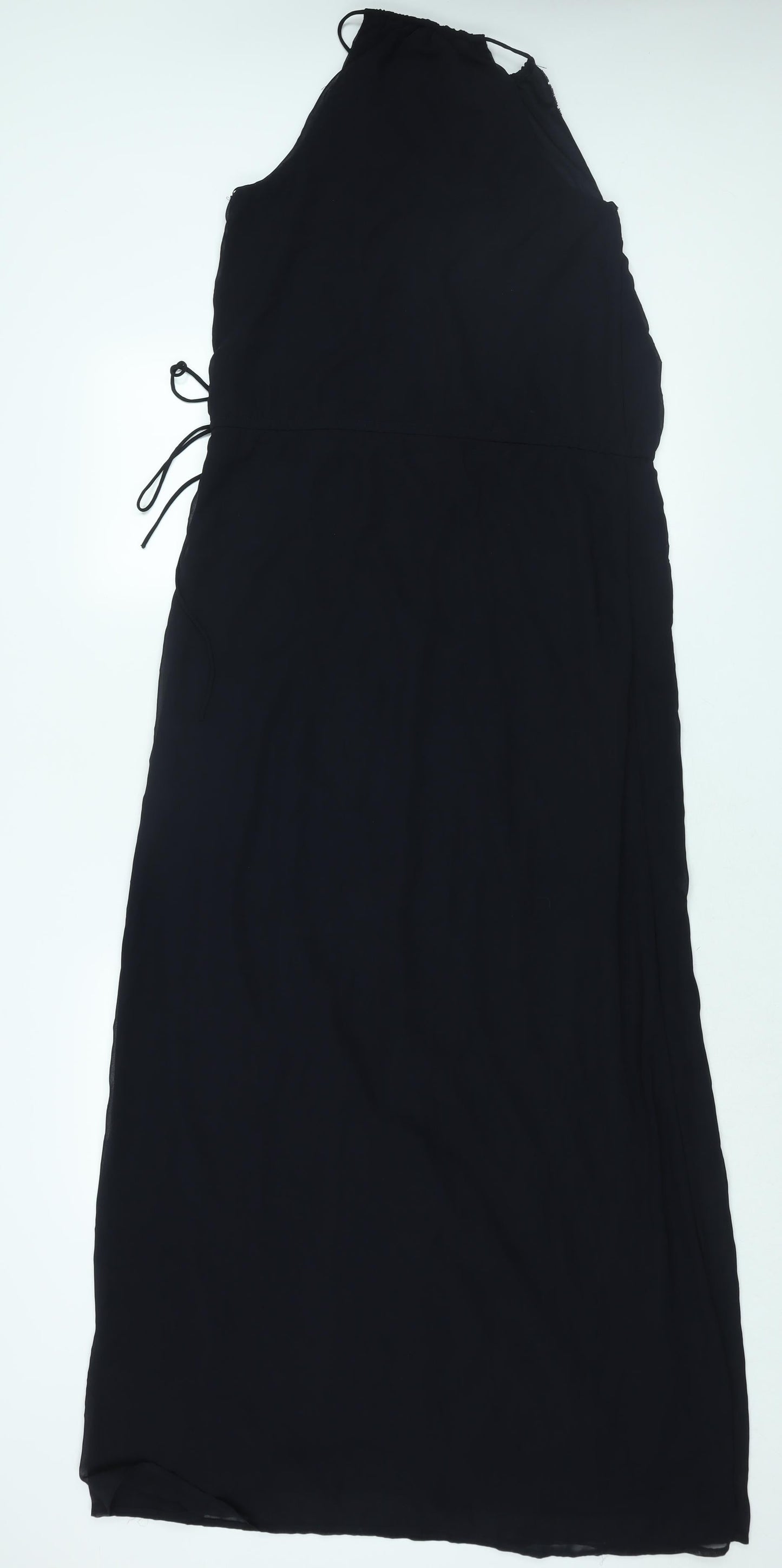 Zara Womens Blue Polyester Maxi Size S Round Neck Tie - Beaded Neckline