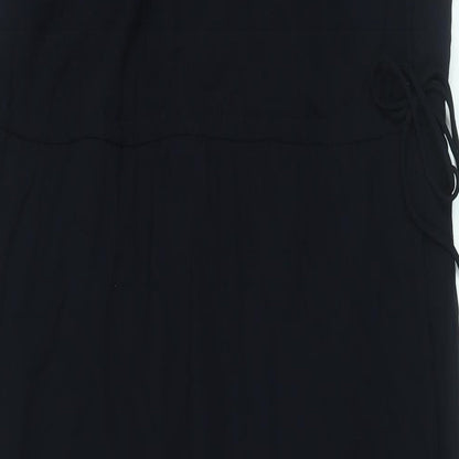 Zara Womens Blue Polyester Maxi Size S Round Neck Tie - Beaded Neckline