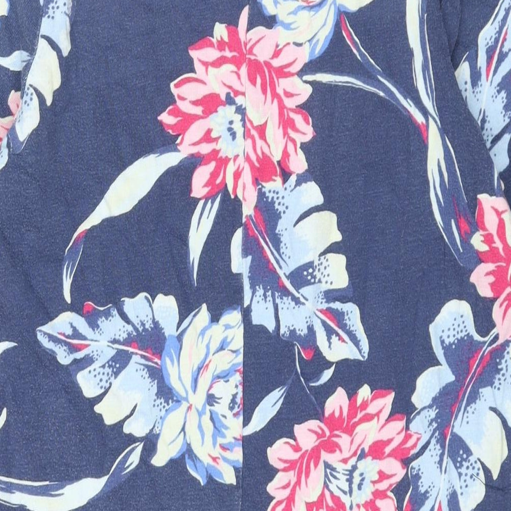 Gap Womens Blue Floral Cotton Mini Size S Boat Neck Pullover - Pockets