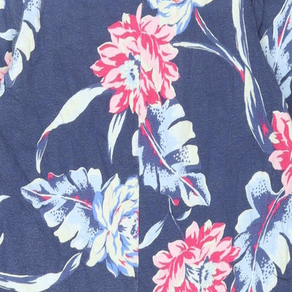 Gap Womens Blue Floral Cotton Mini Size S Boat Neck Pullover - Pockets
