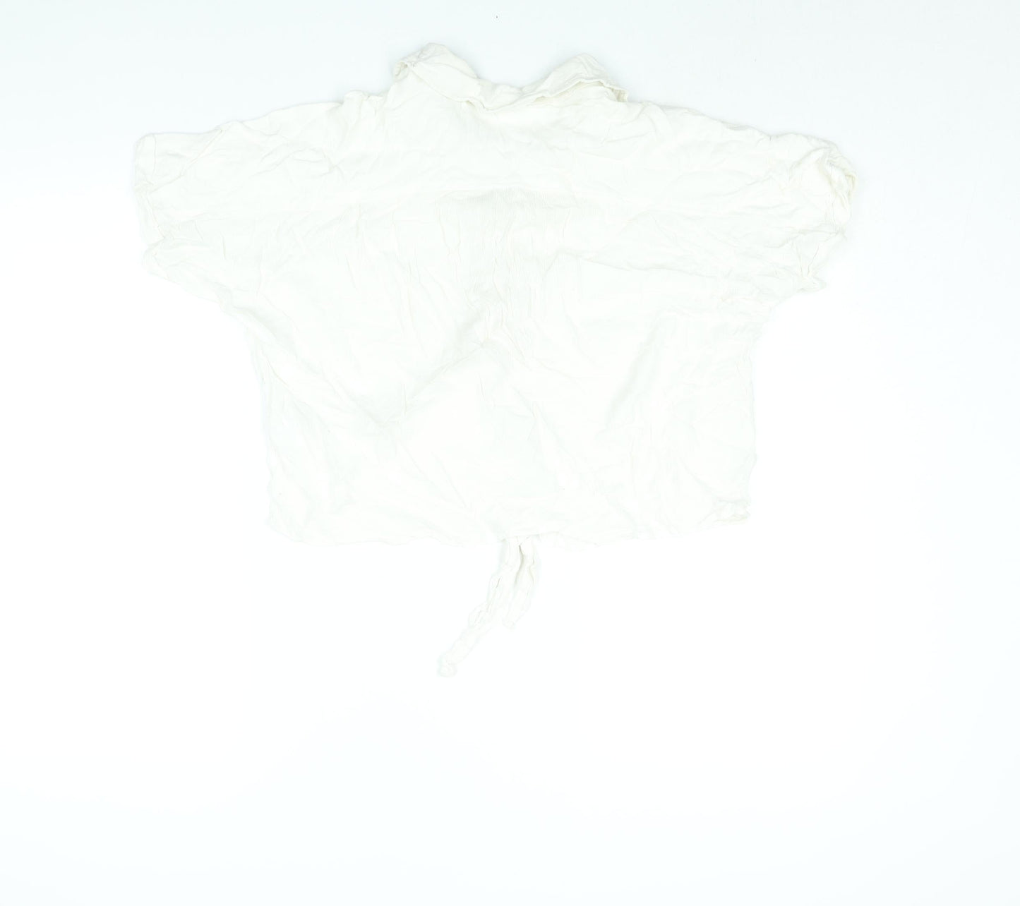 H&M Womens Ivory Viscose Basic Blouse Size L Collared - Tie
