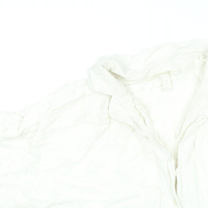 H&M Womens Ivory Viscose Basic Blouse Size L Collared - Tie
