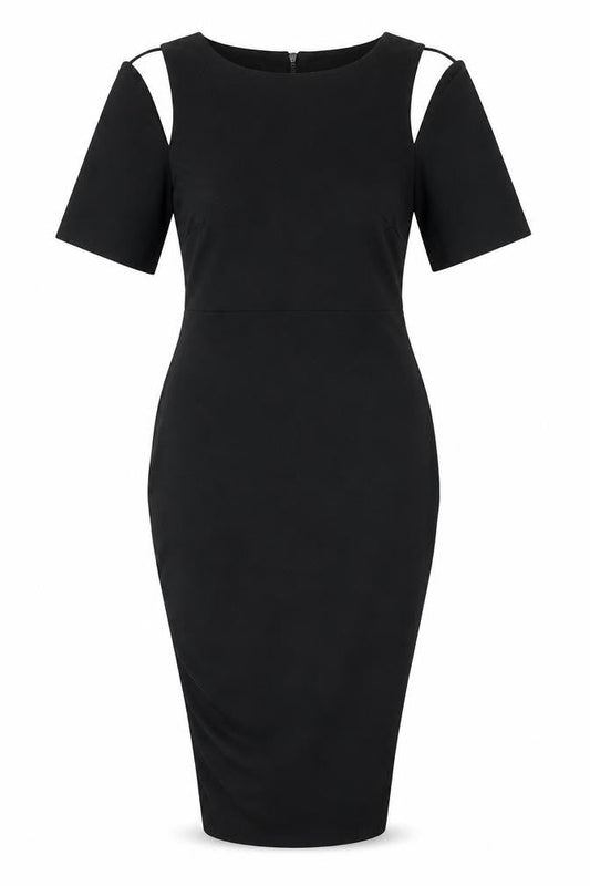 ASOS Womens Black Polyester Bodycon Size 10 Round Neck Zip - Cut Out