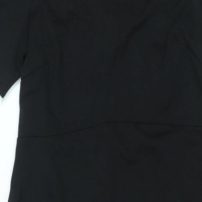 ASOS Womens Black Polyester Bodycon Size 10 Round Neck Zip - Cut Out