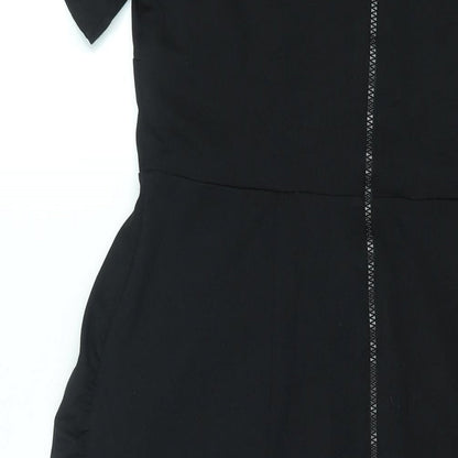 ASOS Womens Black Polyester Bodycon Size 10 Round Neck Zip - Cut Out