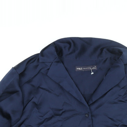 Womens UK Size 10 Marks and Spencer Blue Basic Button-Up