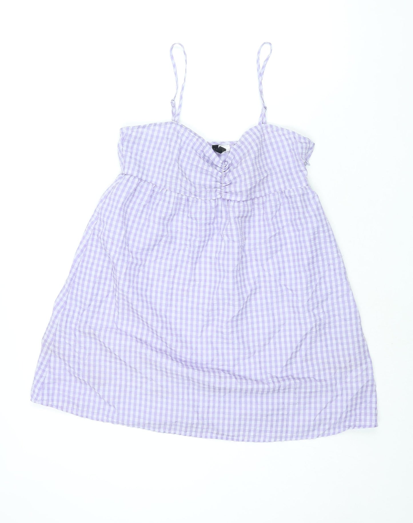 Divided by H&M Womens Purple Gingham Polyester A-Line Size 12 Sweetheart Zip