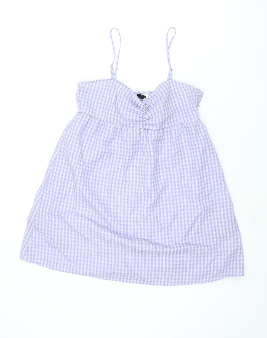 Divided by H&M Womens Purple Gingham Polyester A-Line Size 12 Sweetheart Zip