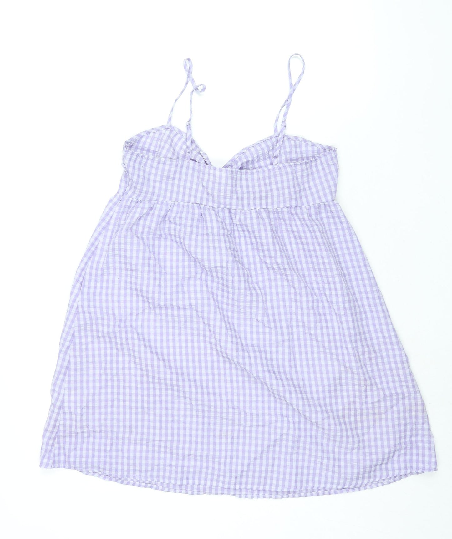 Divided by H&M Womens Purple Gingham Polyester A-Line Size 12 Sweetheart Zip