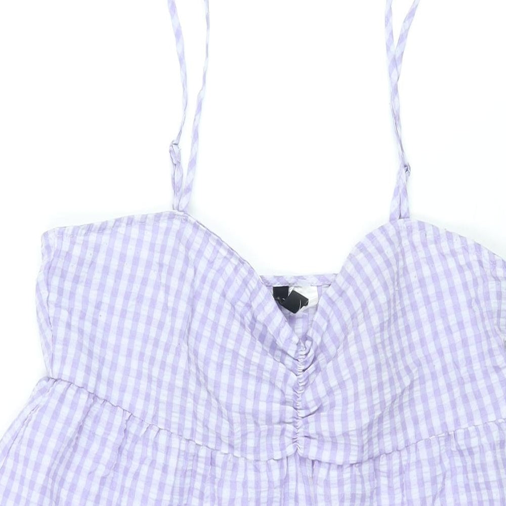 Divided by H&M Womens Purple Gingham Polyester A-Line Size 12 Sweetheart Zip