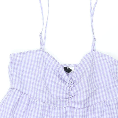 Divided by H&M Womens Purple Gingham Polyester A-Line Size 12 Sweetheart Zip