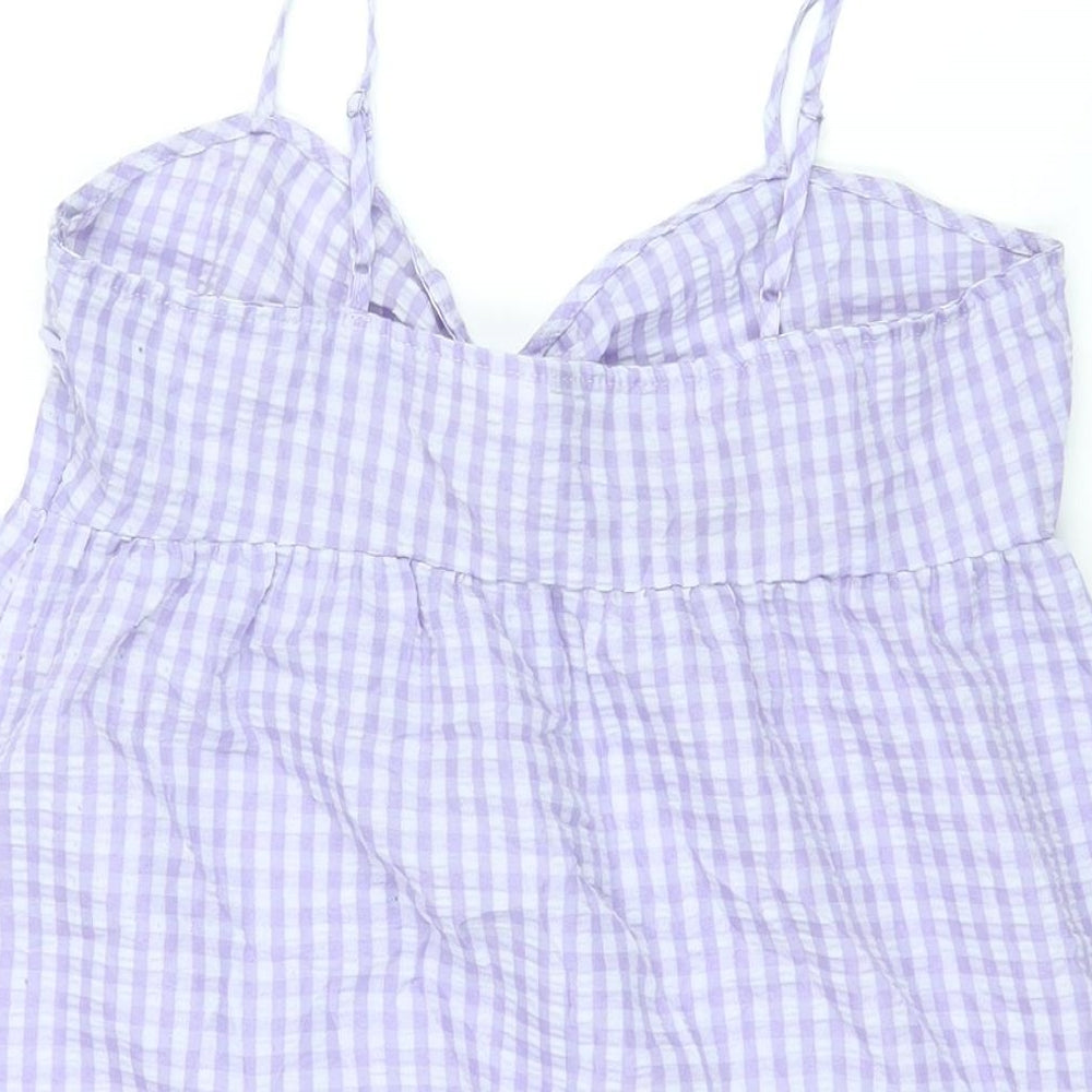 Divided by H&M Womens Purple Gingham Polyester A-Line Size 12 Sweetheart Zip