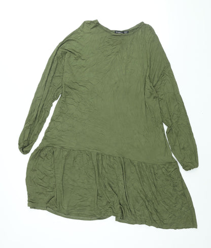 Boohoo Womens Green Viscose Shift Size 14 Round Neck Pullover