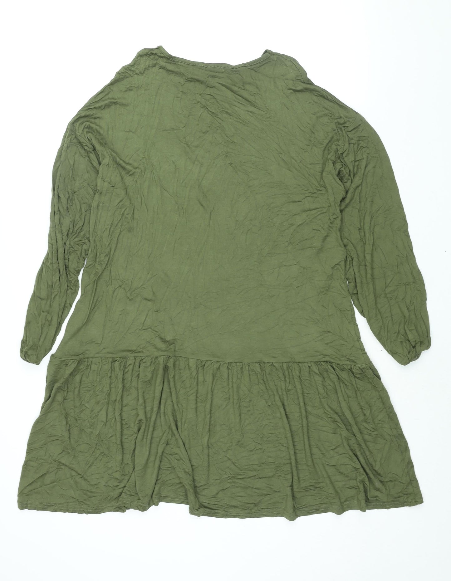 Boohoo Womens Green Viscose Shift Size 14 Round Neck Pullover