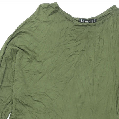 Boohoo Womens Green Viscose Shift Size 14 Round Neck Pullover