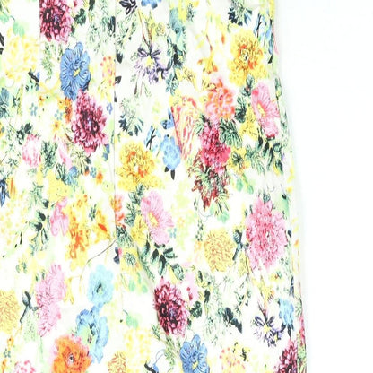 Blue Vanilla Womens Multicoloured Floral Cotton Bodycon Size 8 Sweetheart Zip