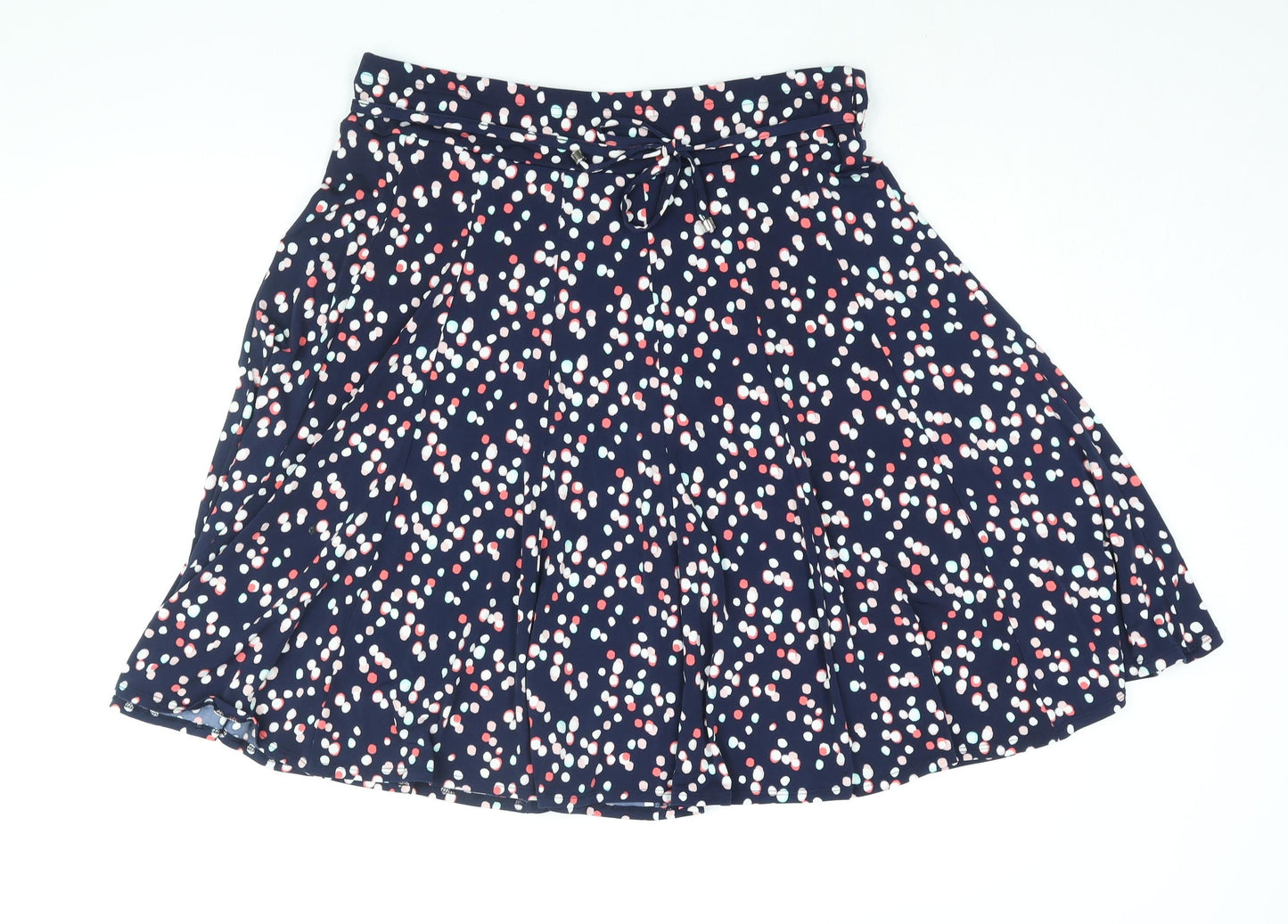 Bonmarché Womens Blue Geometric Polyester Flare Skirt Size 16 - Belted