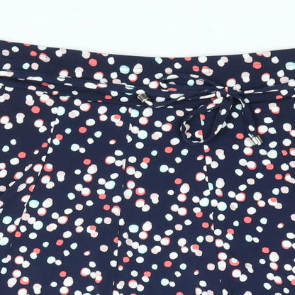 Bonmarché Womens Blue Geometric Polyester Flare Skirt Size 16 - Belted