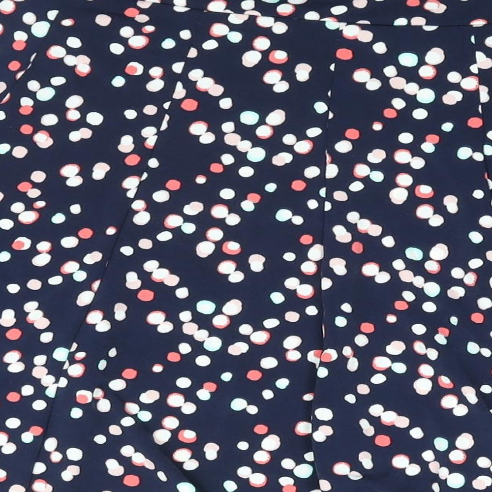 Bonmarché Womens Blue Geometric Polyester Flare Skirt Size 16 - Belted