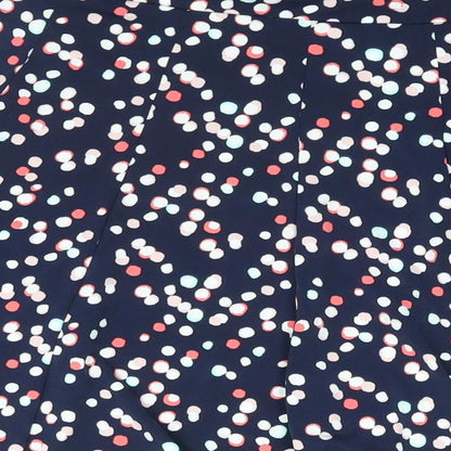 Bonmarché Womens Blue Geometric Polyester Flare Skirt Size 16 - Belted