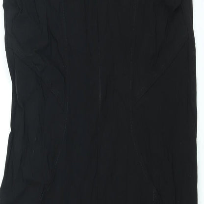 Julien Macdonald Womens Black Viscose Shift Size 14 Square Neck Zip - Lace Detail