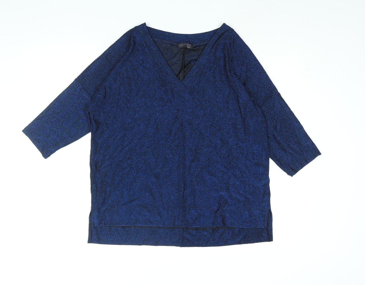 Womens UK Size 12 Marks and Spencer Blue Basic Blouse