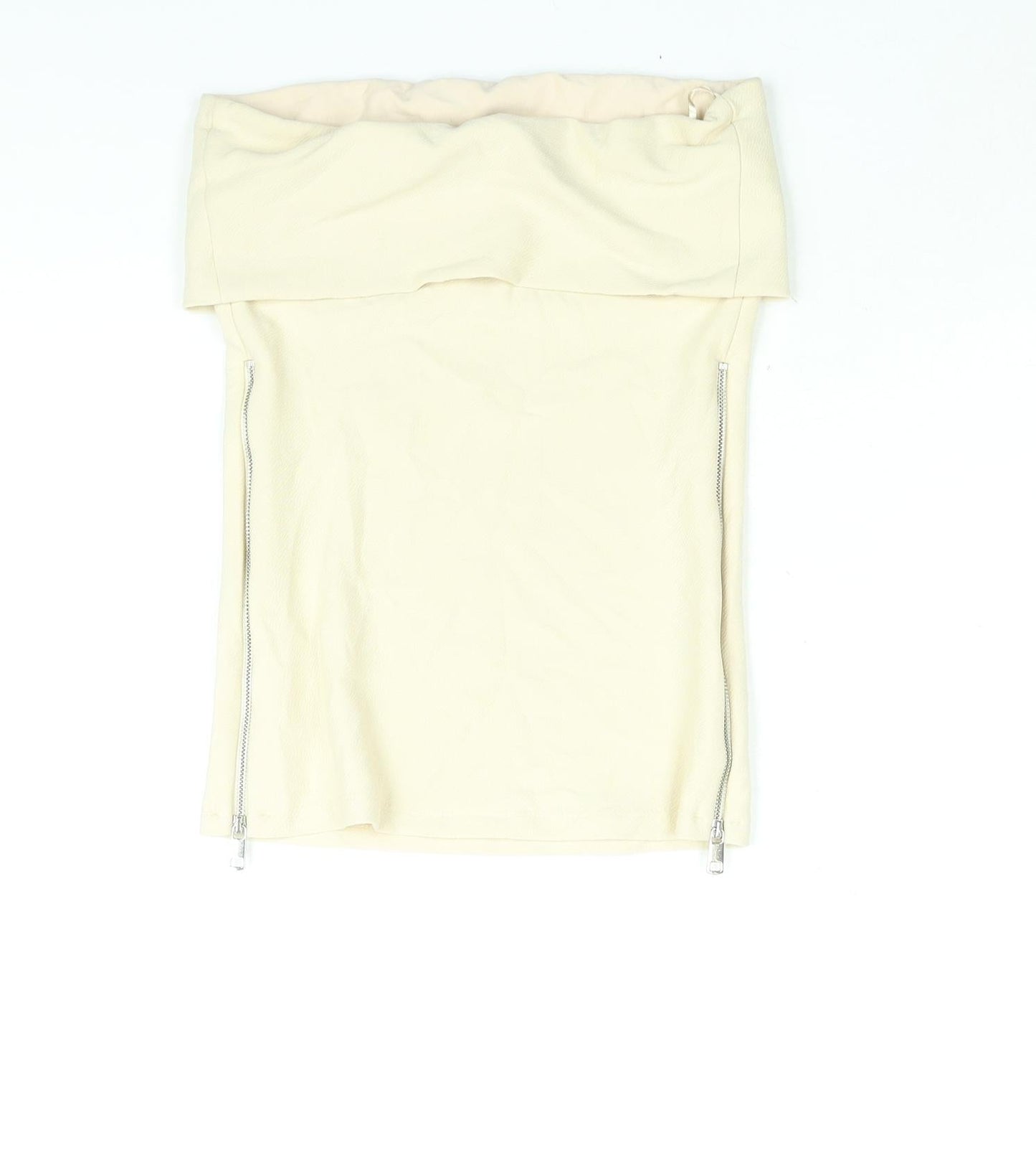 Zara Womens Beige Polyester Basic Blouse Size S Square Neck