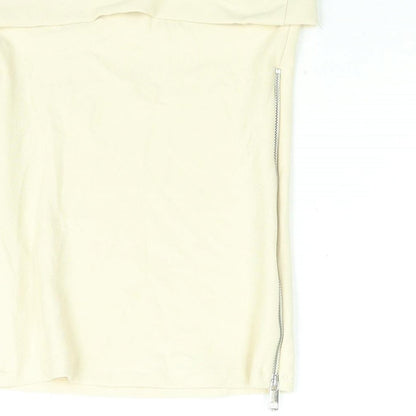 Zara Womens Beige Polyester Basic Blouse Size S Square Neck