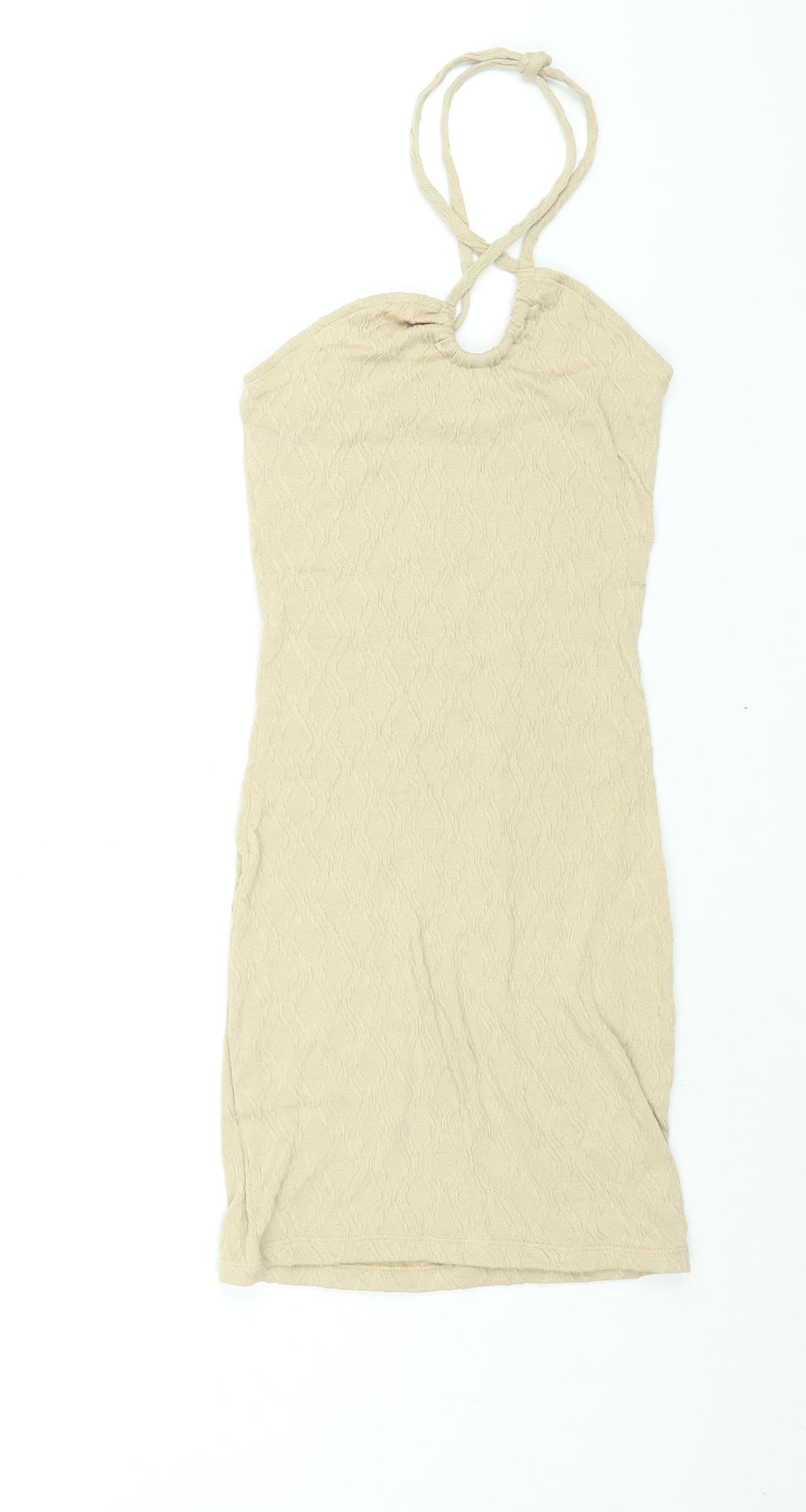 Divided by H&M Womens Beige Polyester Mini Size XS Halter Tie