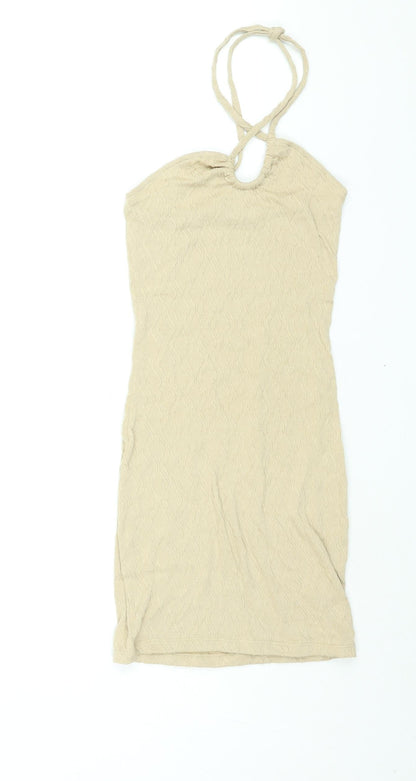 Divided by H&M Womens Beige Polyester Mini Size XS Halter Tie