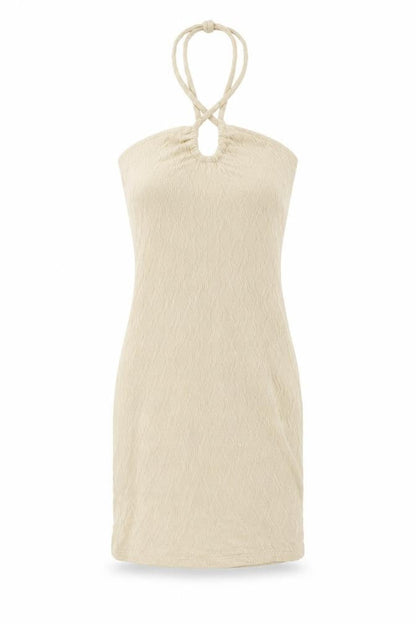 Divided by H&M Womens Beige Polyester Mini Size XS Halter Tie