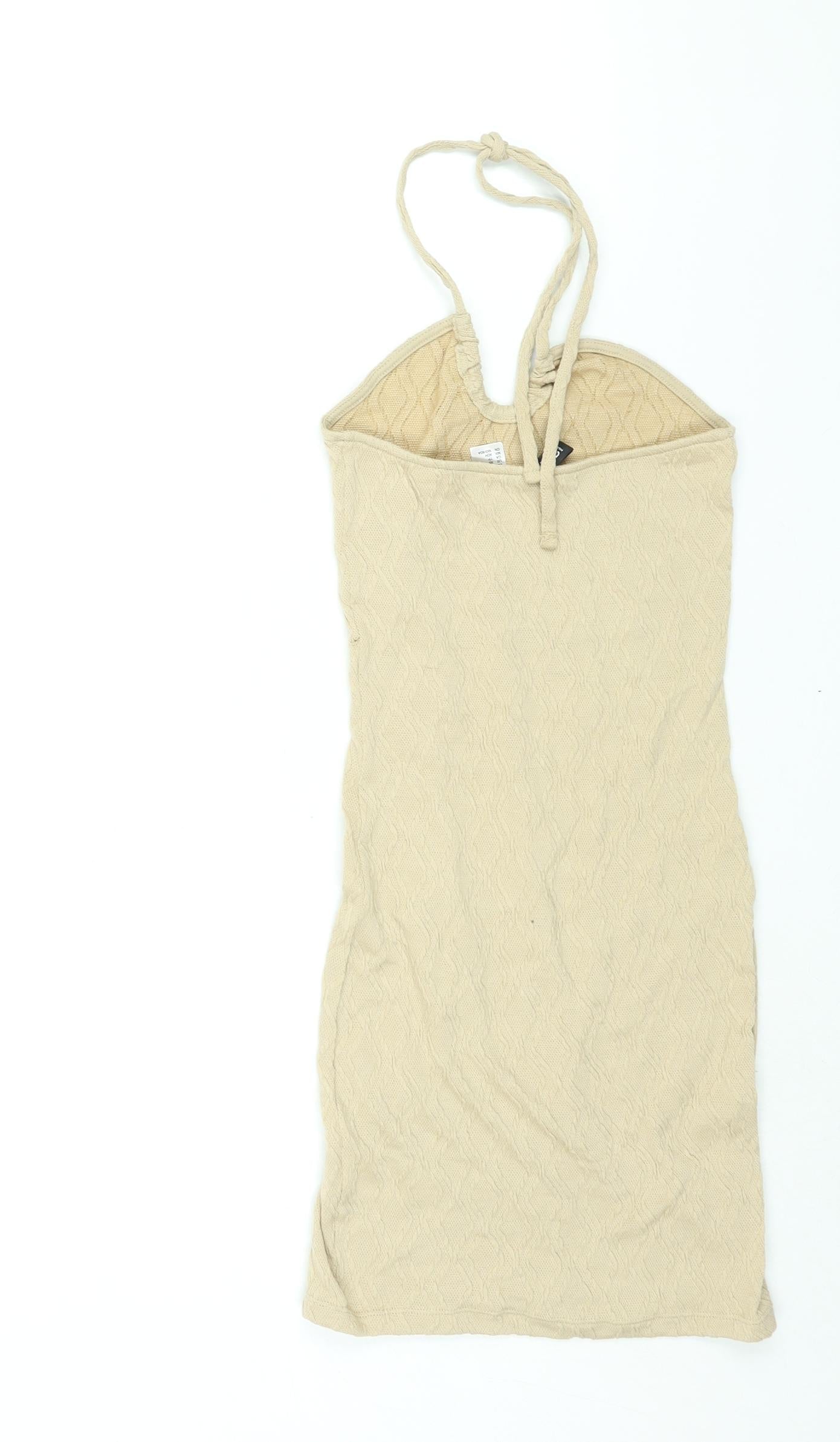 Divided by H&M Womens Beige Polyester Mini Size XS Halter Tie