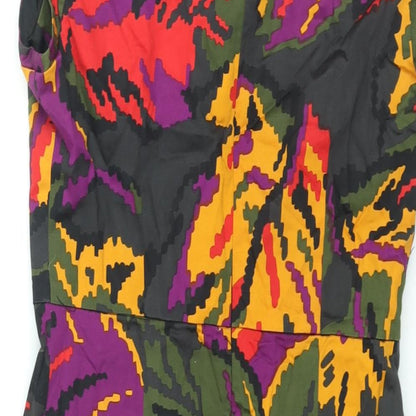 French Connection Womens Multicoloured Geometric Cotton Sheath Size 10 Scoop Neck Zip