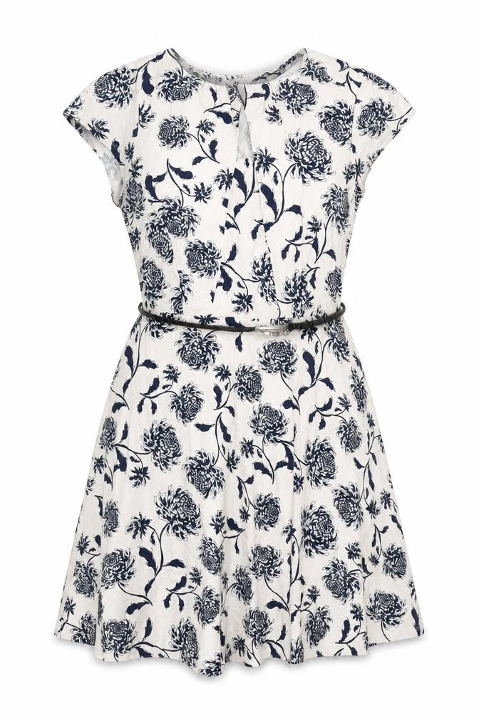 Dorothy Perkins Womens Pink Floral Cotton Fit & Flare Size 12 Round Neck Button - Belted