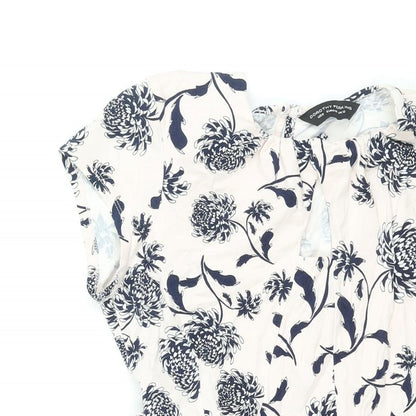 Dorothy Perkins Womens Pink Floral Cotton Fit & Flare Size 12 Round Neck Button - Belted