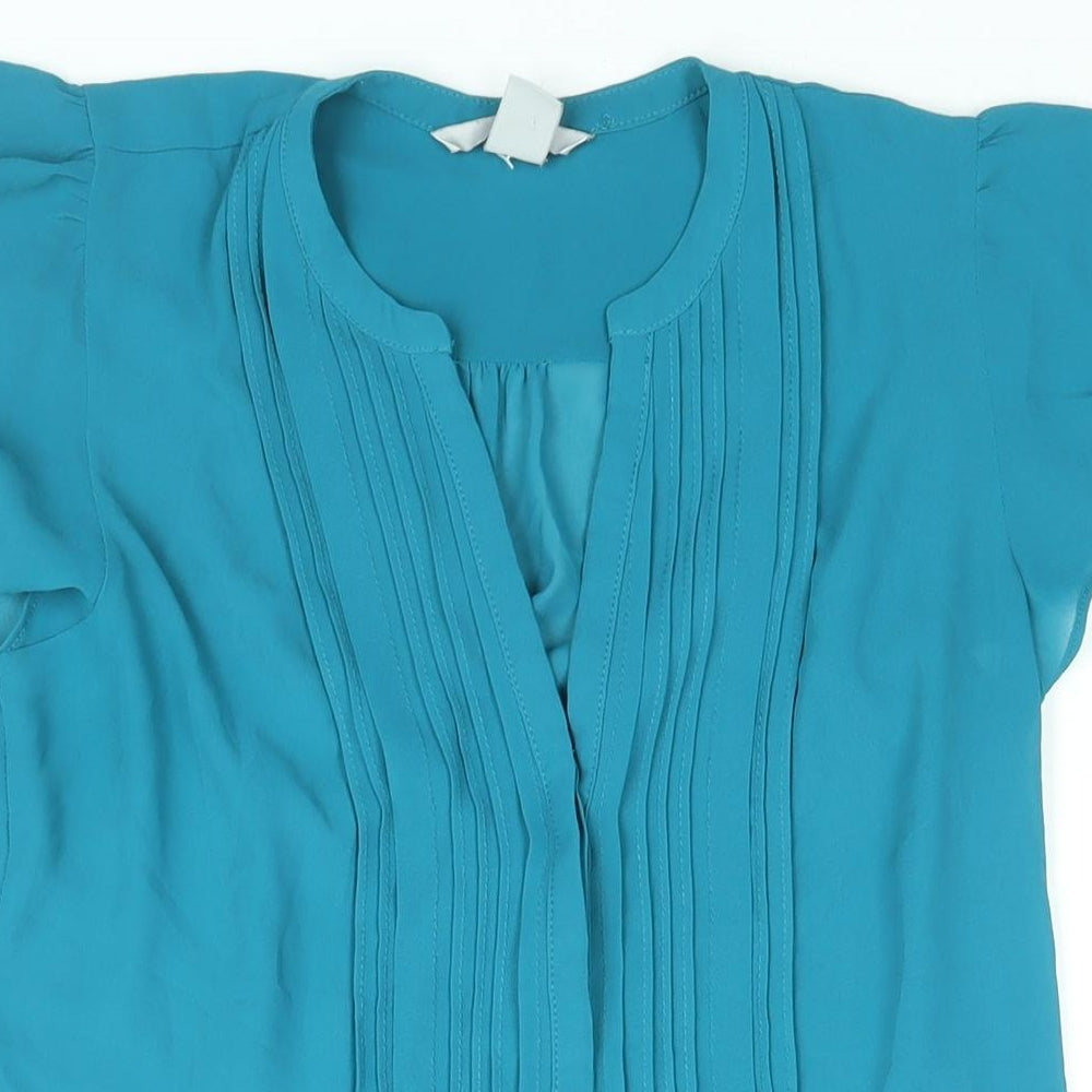 Womens UK Size 10 H&M Blue Basic Button-Up