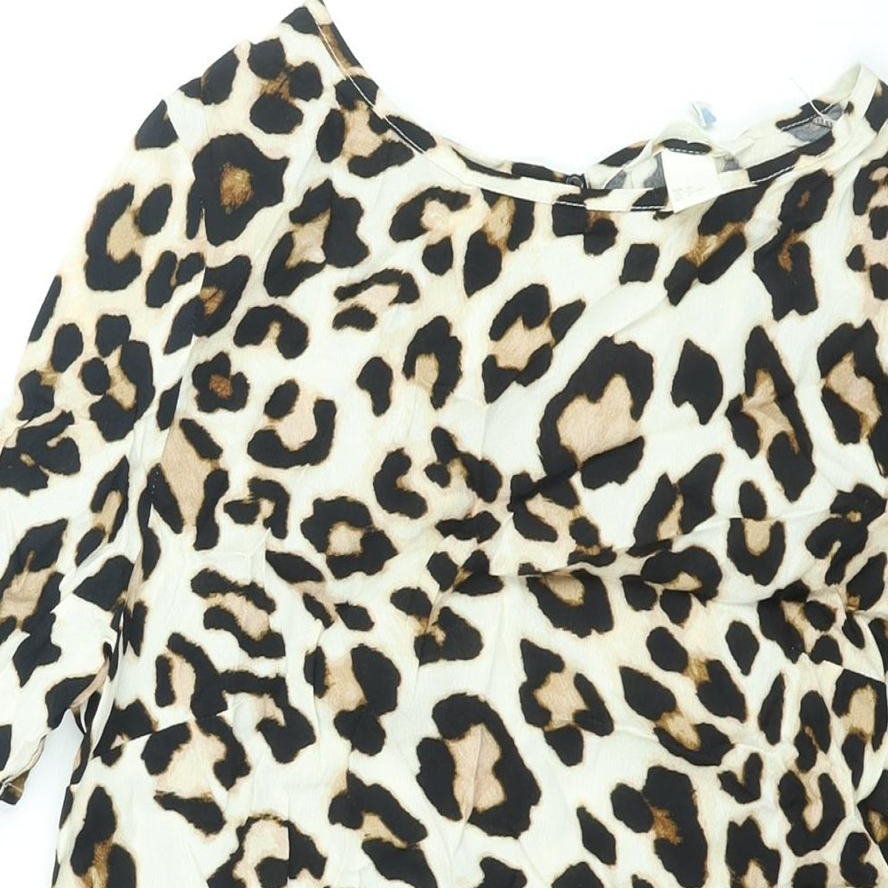 Womens UK Size 10 H&M Beige Basic Blouse