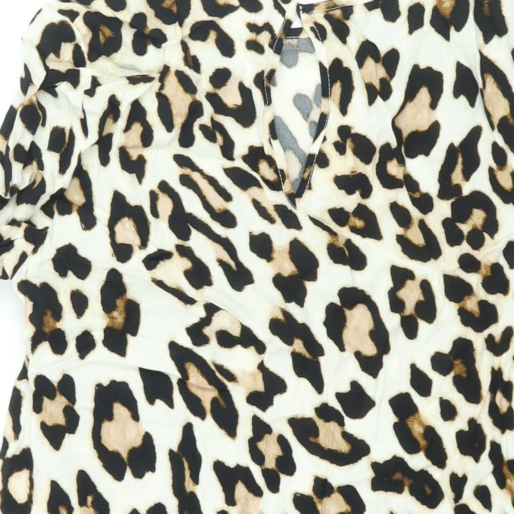 Womens UK Size 10 H&M Beige Basic Blouse