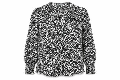 Principles Womens Black Geometric Cotton Basic Blouse Size 10 V-Neck