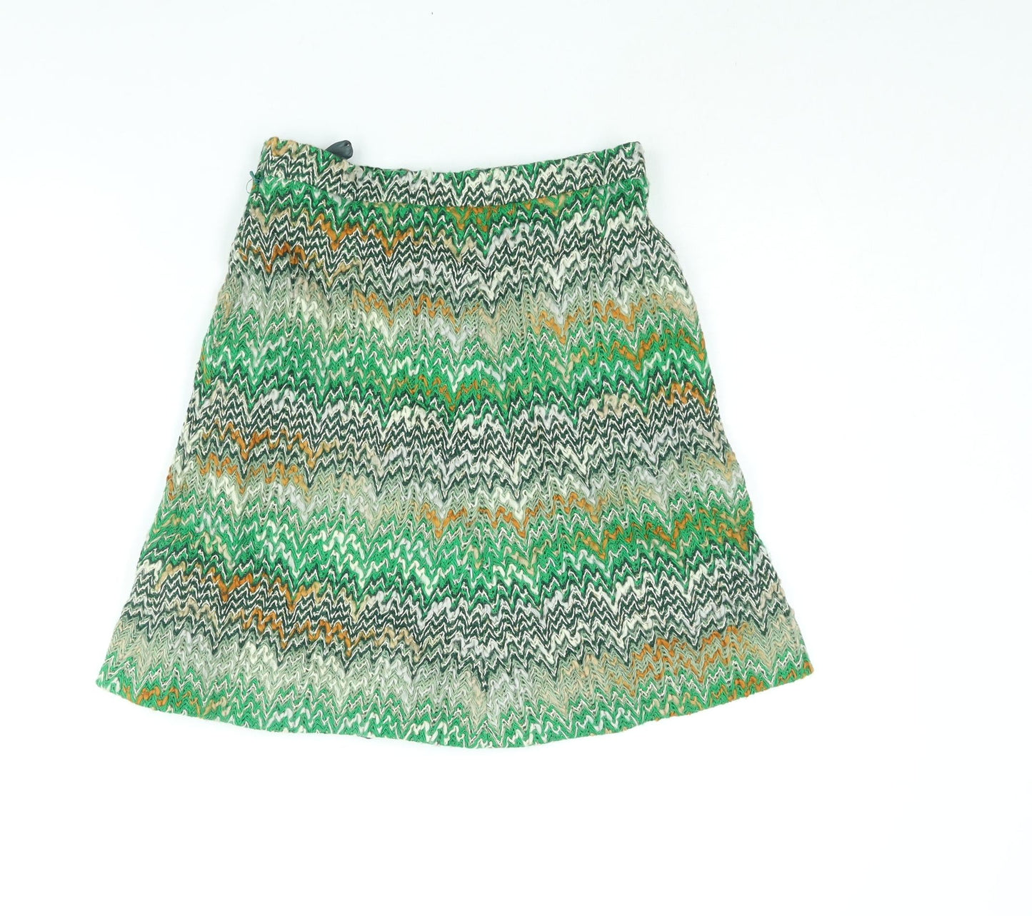 Country Casuals Womens Green Geometric Acrylic A-Line Skirt Size 12 Zip