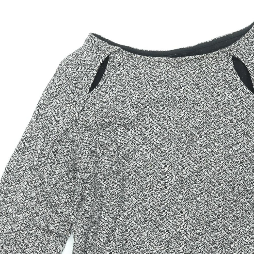 Marks and Spencer Womens Grey Geometric Cotton Mini Size 12 Boat Neck Pullover