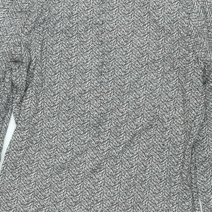 Marks and Spencer Womens Grey Geometric Cotton Mini Size 12 Boat Neck Pullover