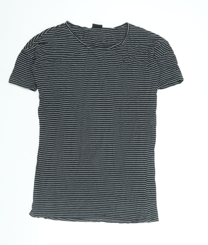 VILA Womens Black Striped Polyester T-Shirt Dress Size S Round Neck Pullover